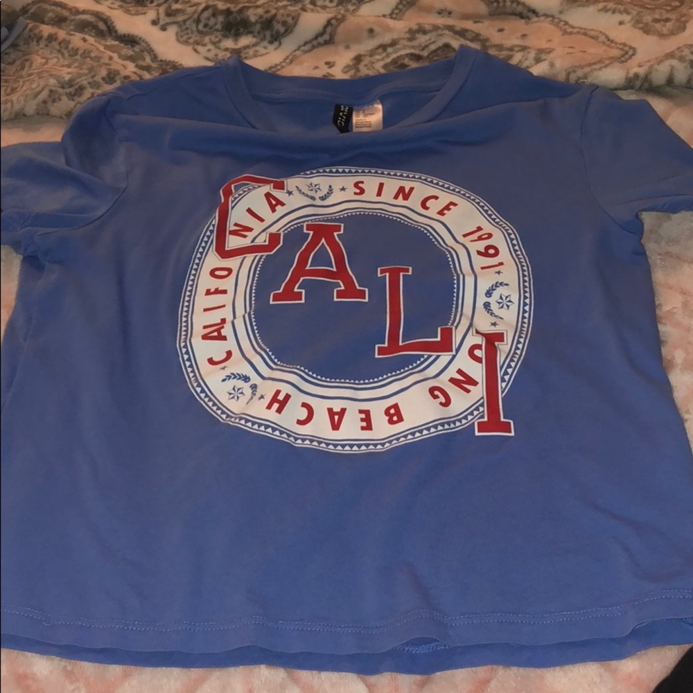 h&m blue california top